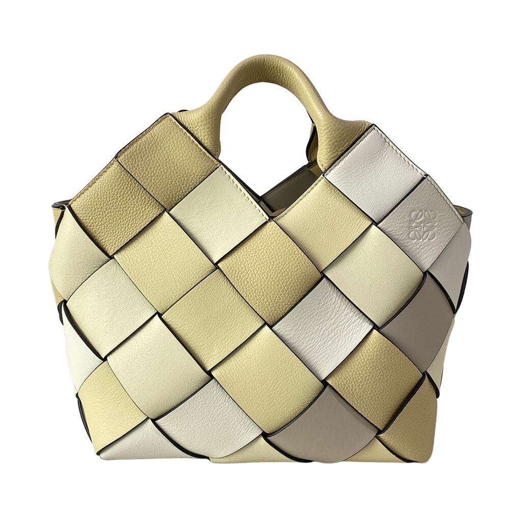 Loewe Woven Basket Bag Small Tote Bag A521T32X07 Beige Cream White